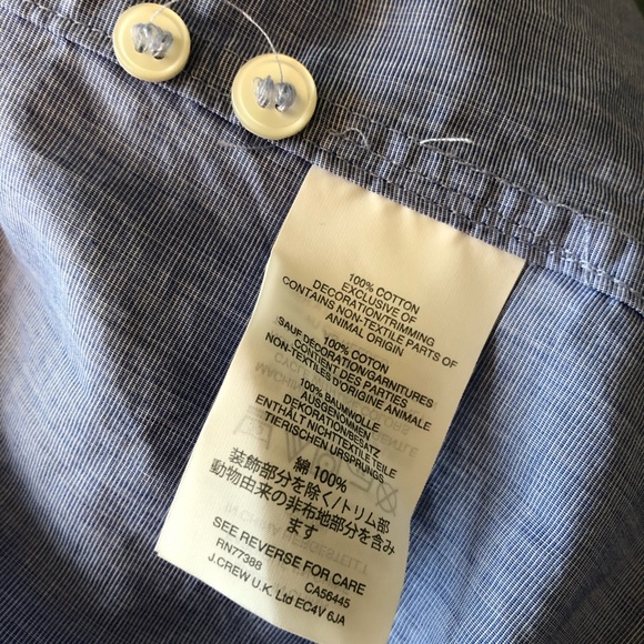 NWT J.Crew Button Down Blue with Navy Piping Sz 8 - Picture 3 of 5